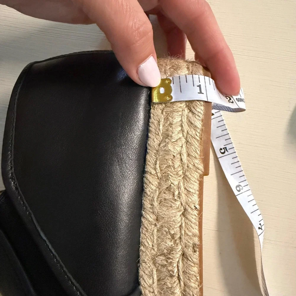 Tory Burch Black Leather Fringe Espadrille Loafers Size 8 Embroidered Logo Flats